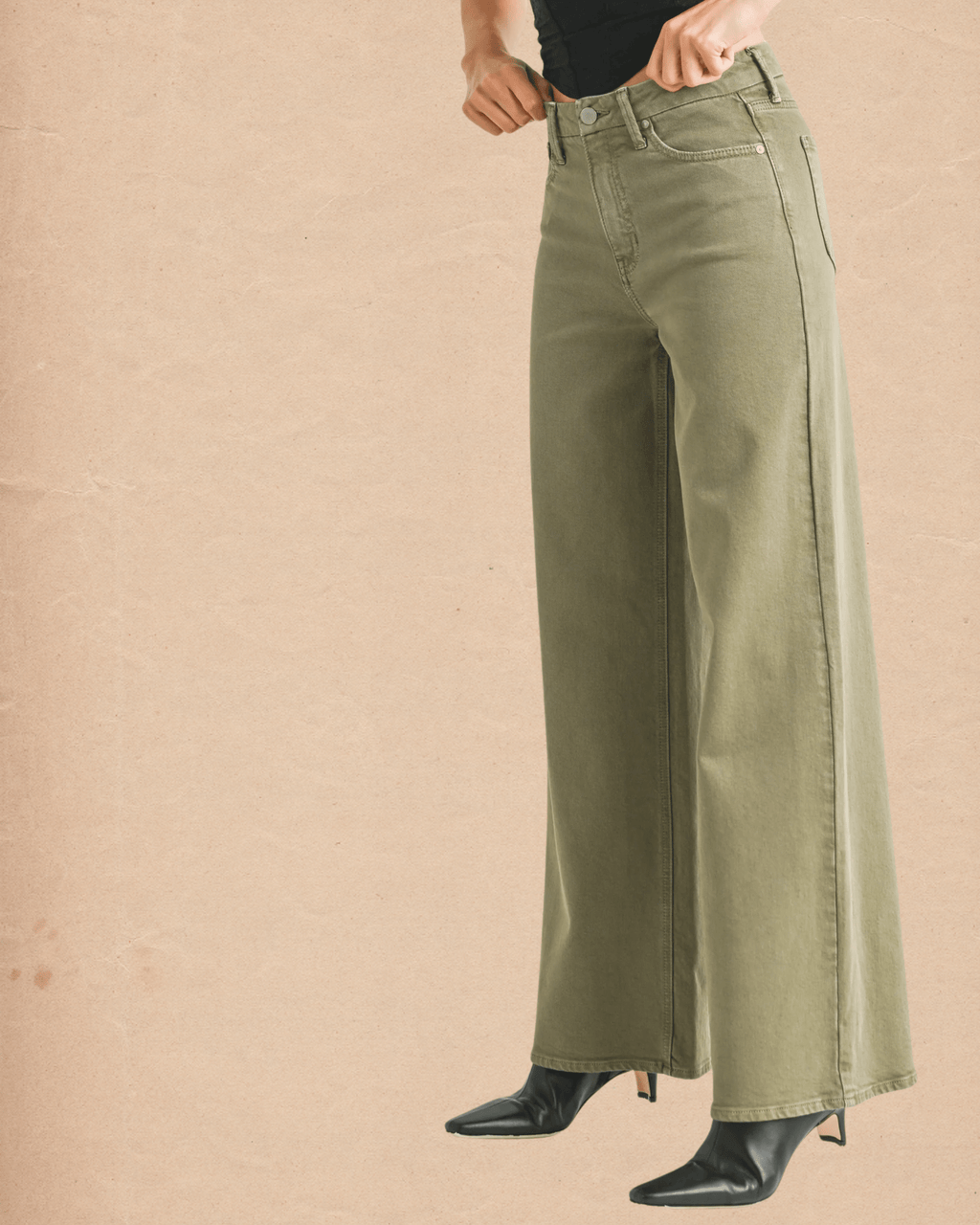 High Rise Palazzo Wide Leg - Vintage Olive - Intrigue Ink Visit Bozeman, Unique Shopping Boutique in Montana, Work from Home Clothes for Women