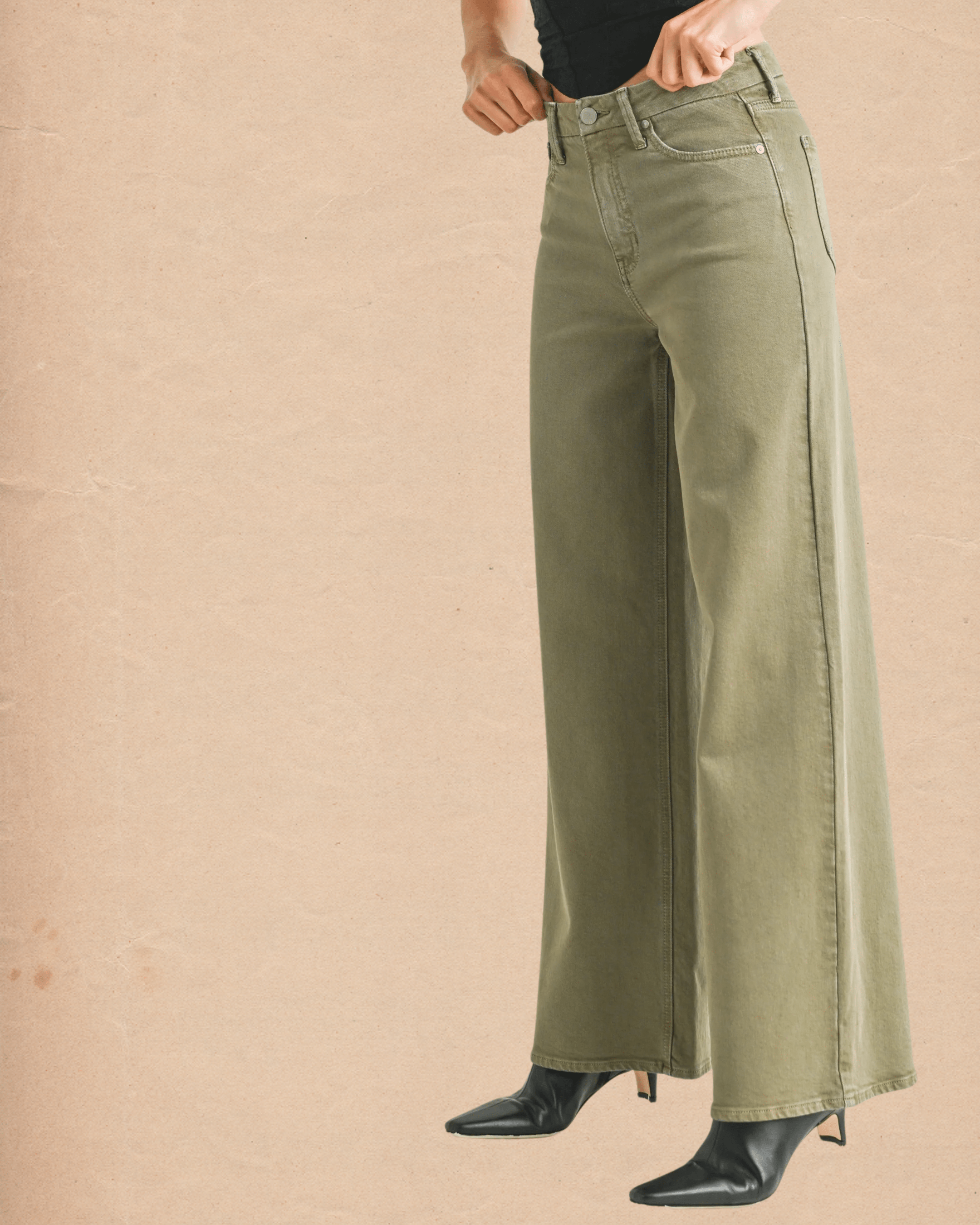 High Rise Palazzo Wide Leg - Vintage Olive - Intrigue Ink Visit Bozeman, Unique Shopping Boutique in Montana, Work from Home Clothes for Women