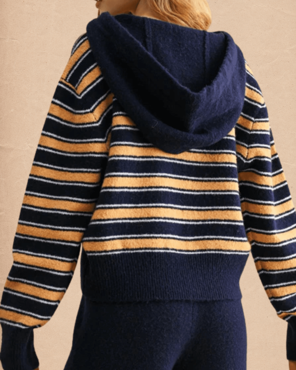 Hooded Sweater in Navy/Butter - Intrigue Ink Visit Bozeman, Unique Shopping Boutique in Montana, Work from Home Clothes for Women
