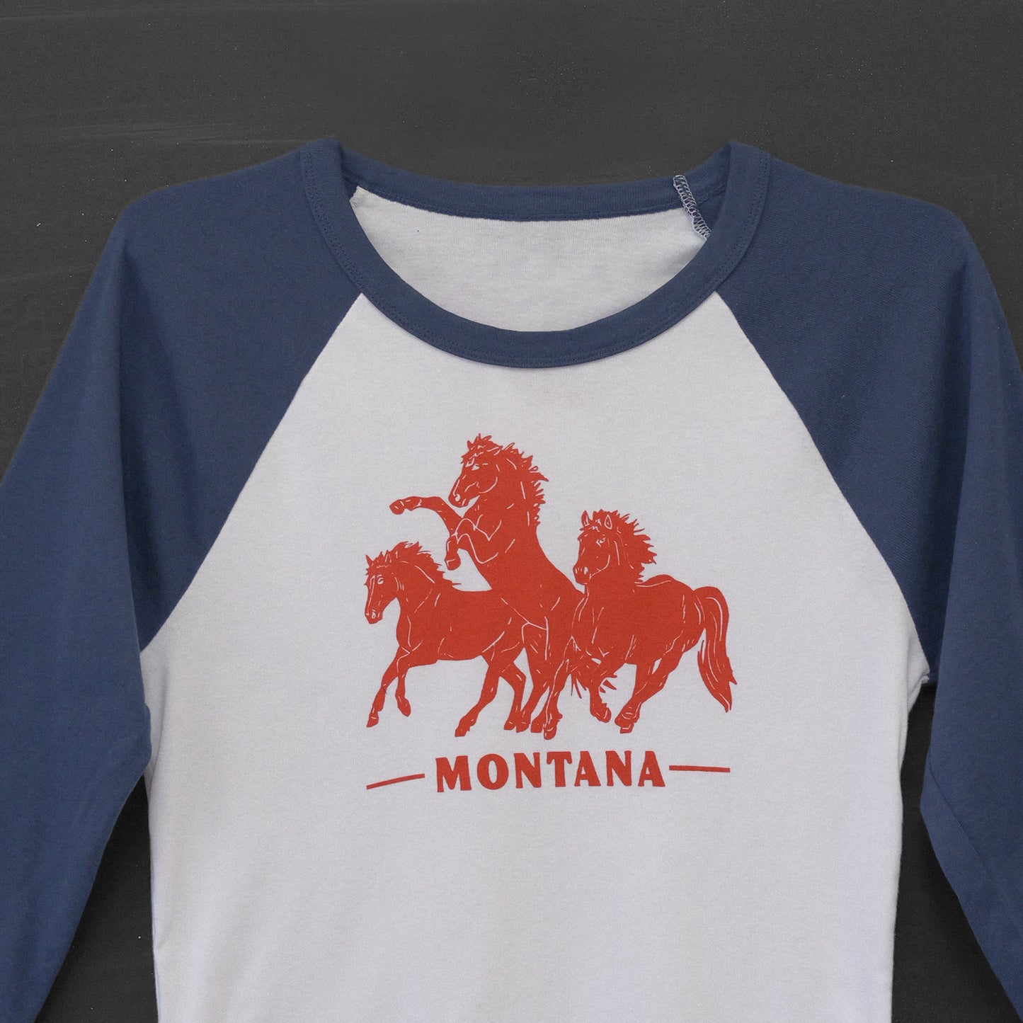 Horsepower Montana Navy Baseball Crop Tee - Intrigue Ink Visit Bozeman, Unique Shopping Boutique in Montana, Work from Home Clothes for Women