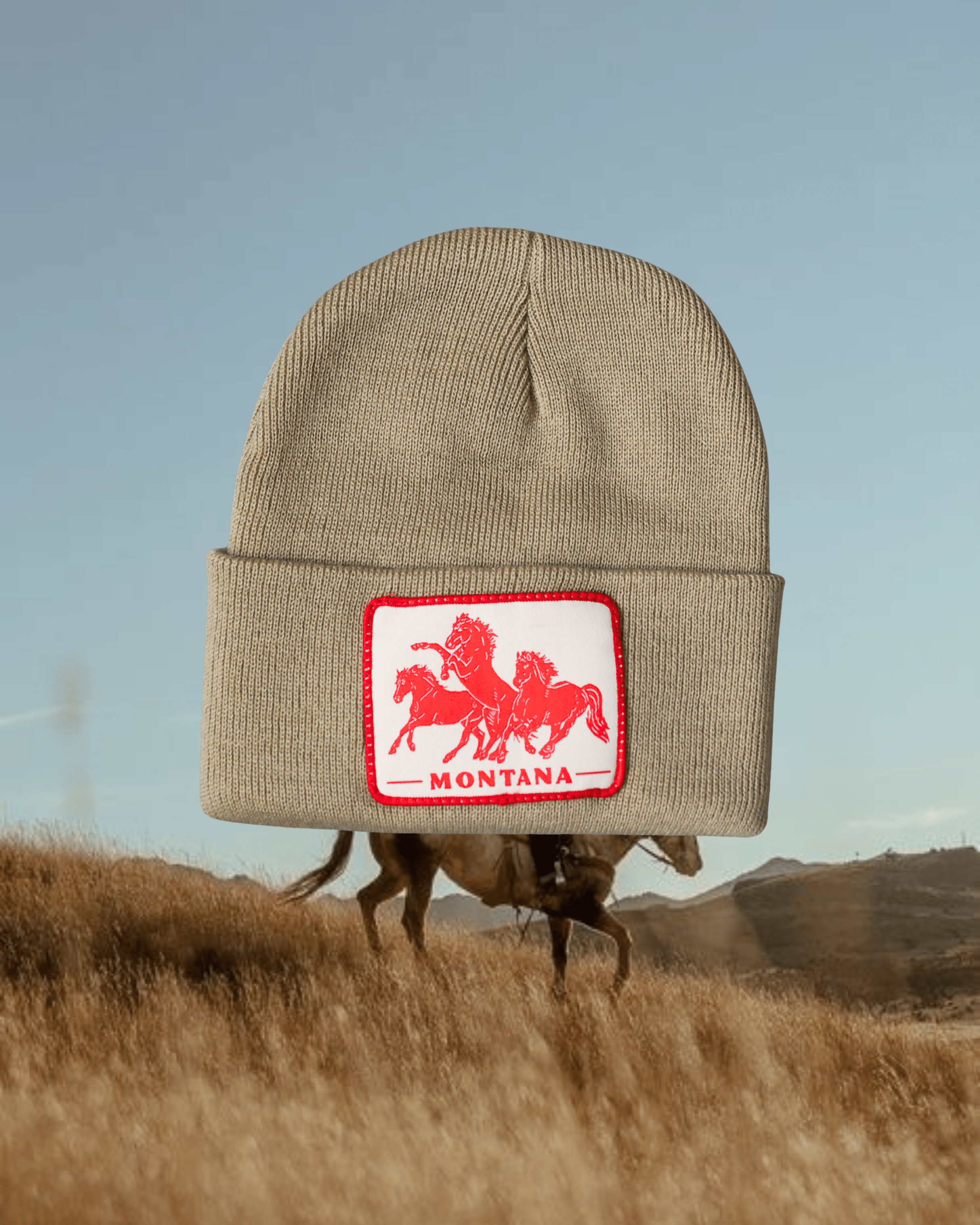 "Horsepower" Tan Beanie - Intrigue Ink Visit Bozeman, Unique Shopping Boutique in Montana, Work from Home Clothes for Women