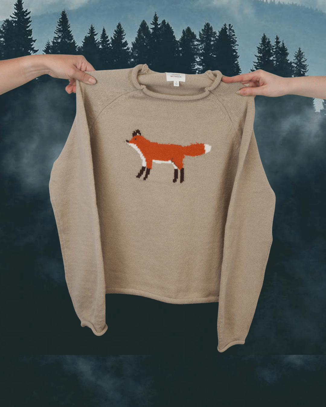 Fox Sweater in Beige - Intrigue Ink Visit Bozeman, Unique Shopping Boutique in Montana, Work from Home Clothes for Women