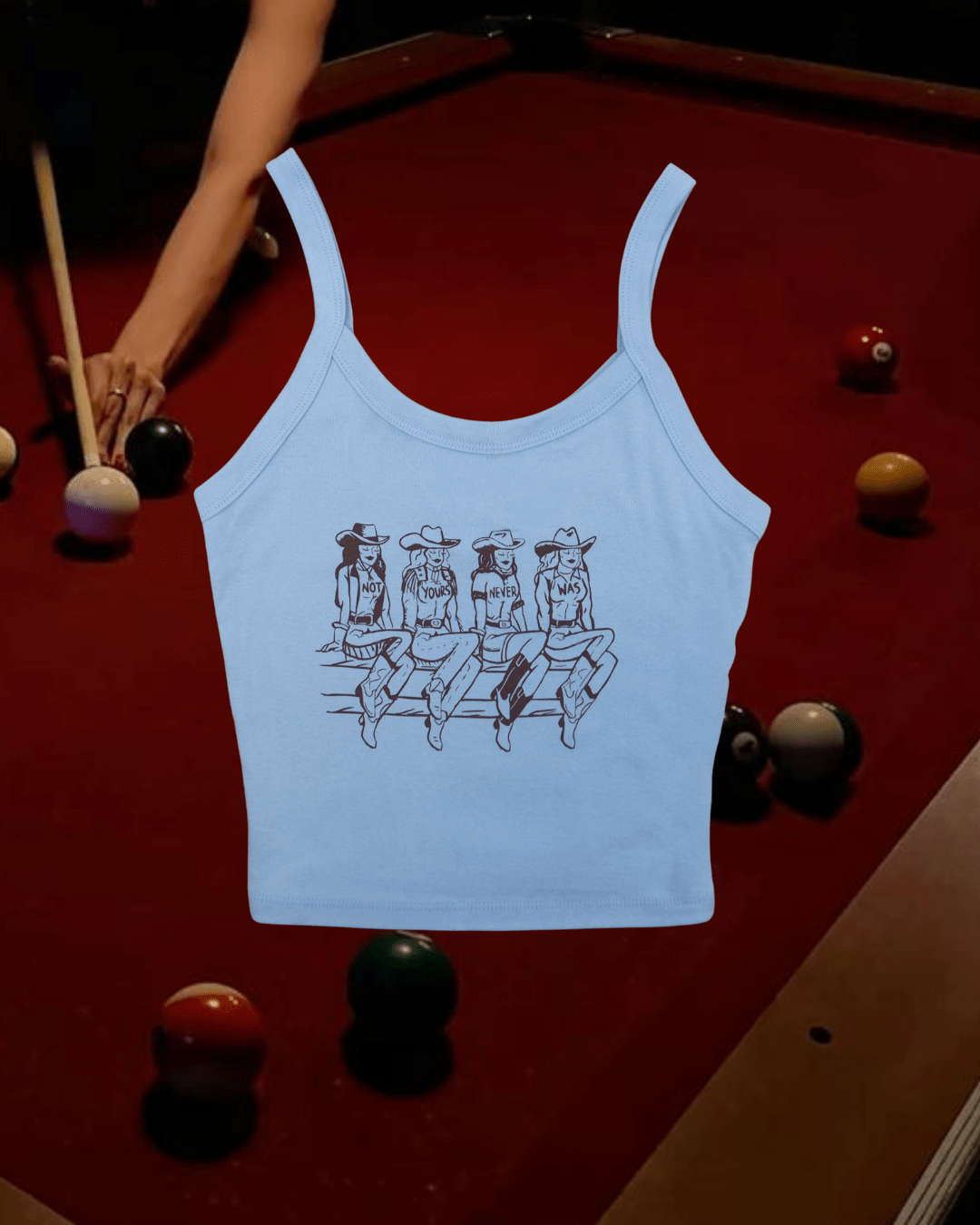 "Not Yours" Blue Strappy Tank - Intrigue Ink Visit Bozeman, Unique Shopping Boutique in Montana, Work from Home Clothes for Women