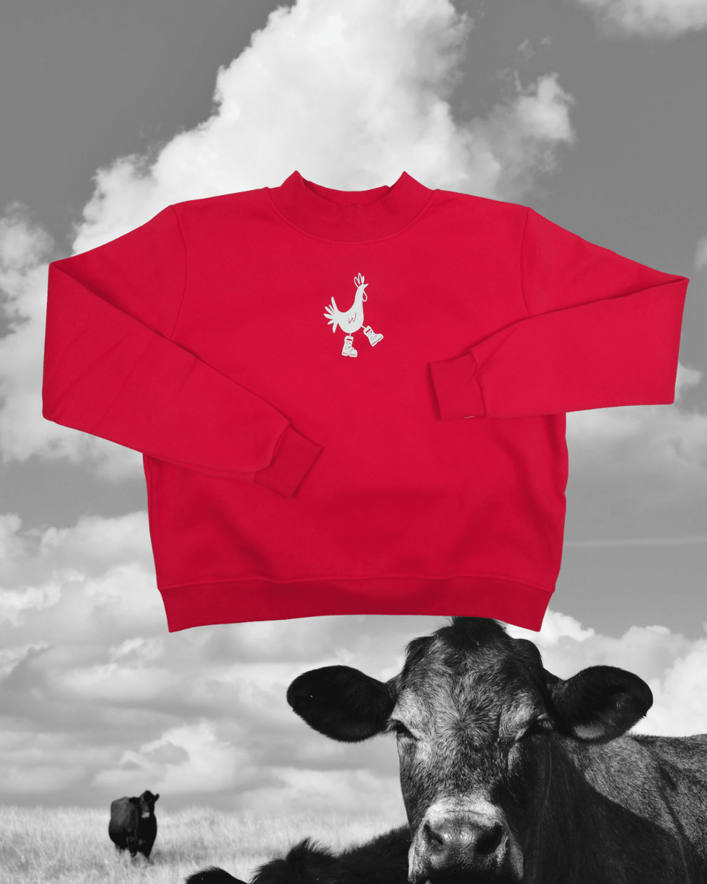 "Ski Chicken" Mock Neck Pullover - Intrigue Ink Visit Bozeman, Unique Shopping Boutique in Montana, Work from Home Clothes for Women