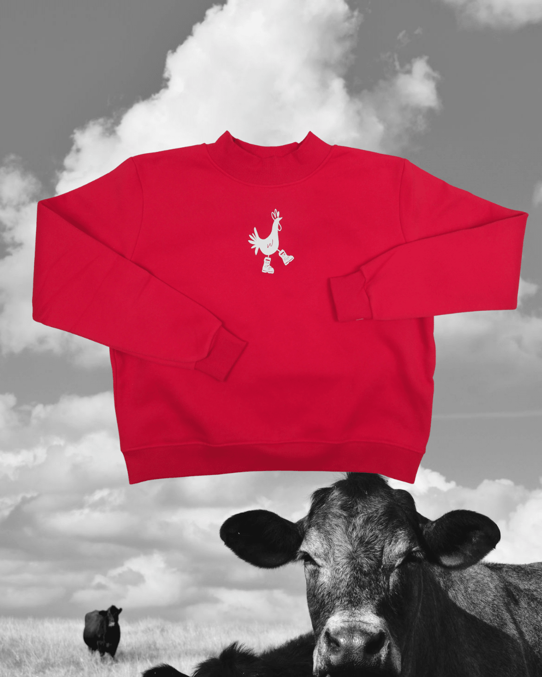 "Ski Chicken" Mock Neck Pullover - Intrigue Ink Visit Bozeman, Unique Shopping Boutique in Montana, Work from Home Clothes for Women