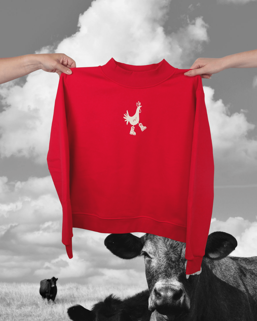 "Ski Chicken" Mock Neck Pullover - Intrigue Ink Visit Bozeman, Unique Shopping Boutique in Montana, Work from Home Clothes for Women