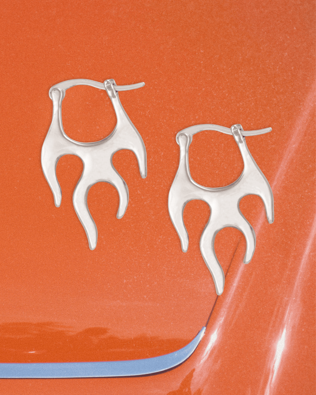 Hot Rod Silver Flames Hoop Earrings - Intrigue Ink Visit Bozeman, Unique Shopping Boutique in Montana, Work from Home Clothes for Women