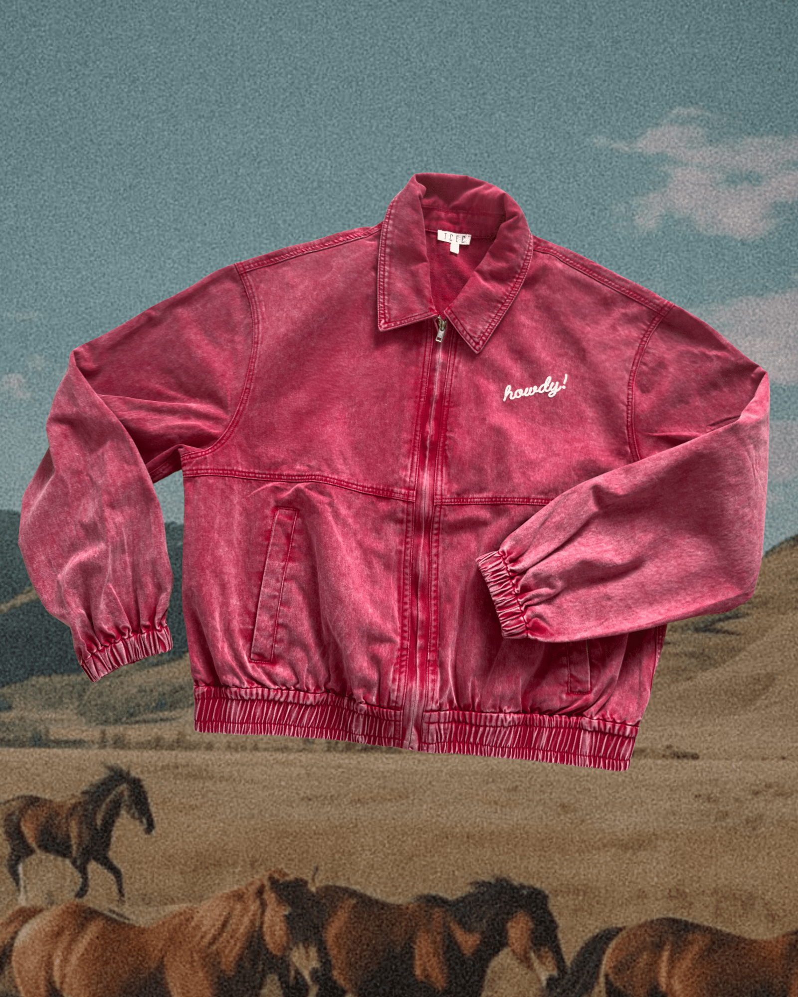 "Howdy!" Jacket in Washed Red