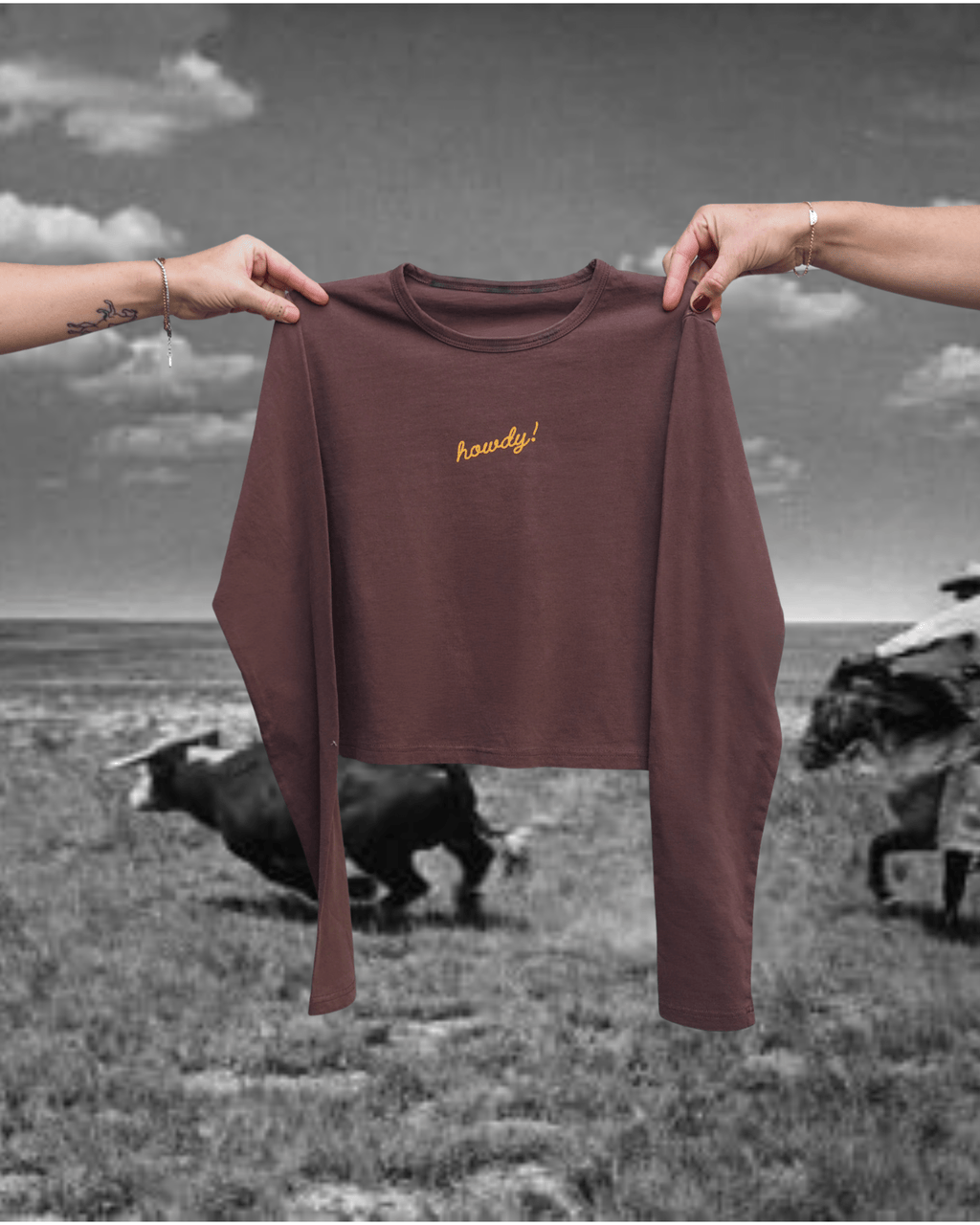 "Howdy!" Long Sleeve - Intrigue Ink Visit Bozeman, Unique Shopping Boutique in Montana, Work from Home Clothes for Women