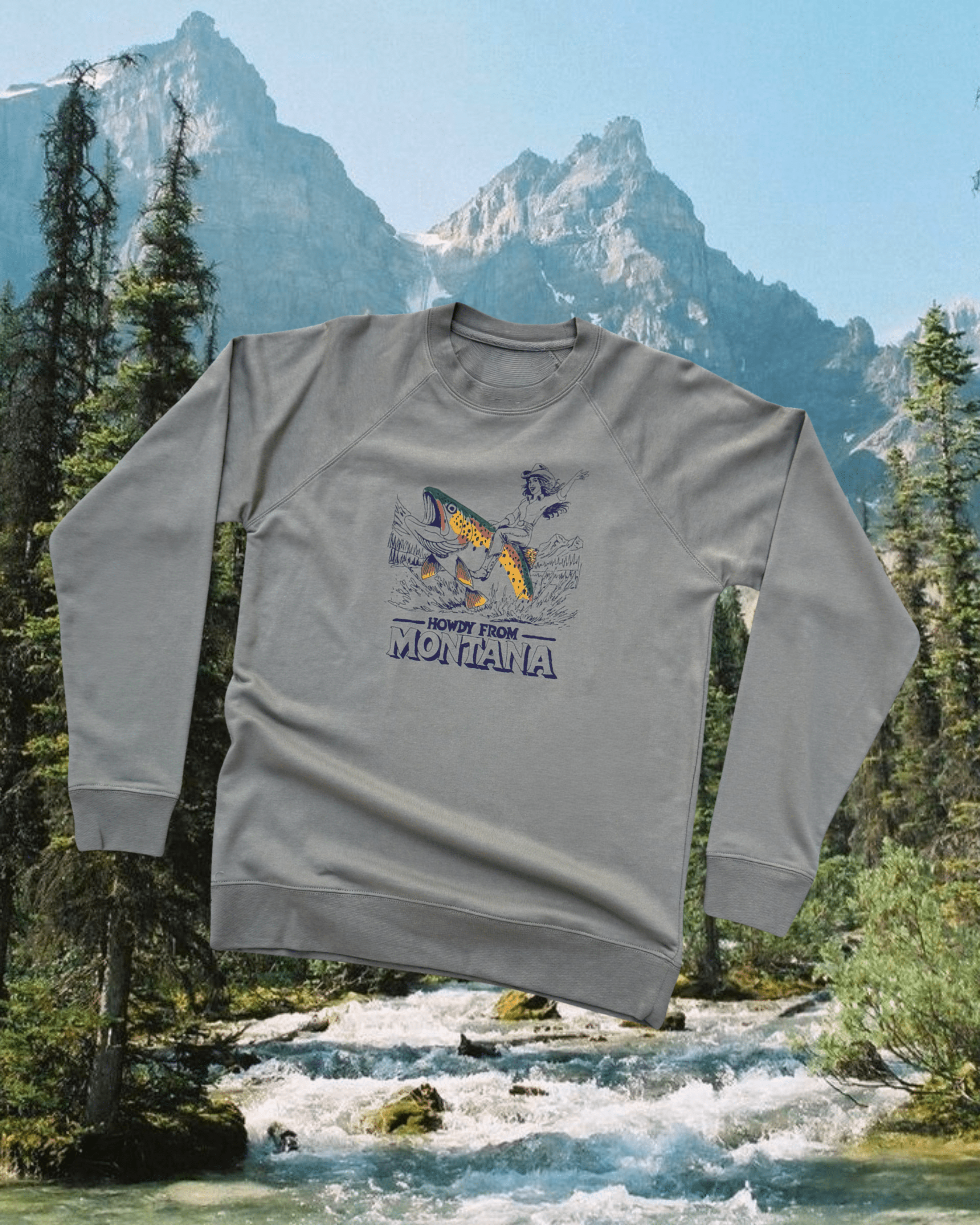"Howdy from Montana" Olive Pullover - Intrigue Ink Visit Bozeman, Unique Shopping Boutique in Montana, Work from Home Clothes for Women