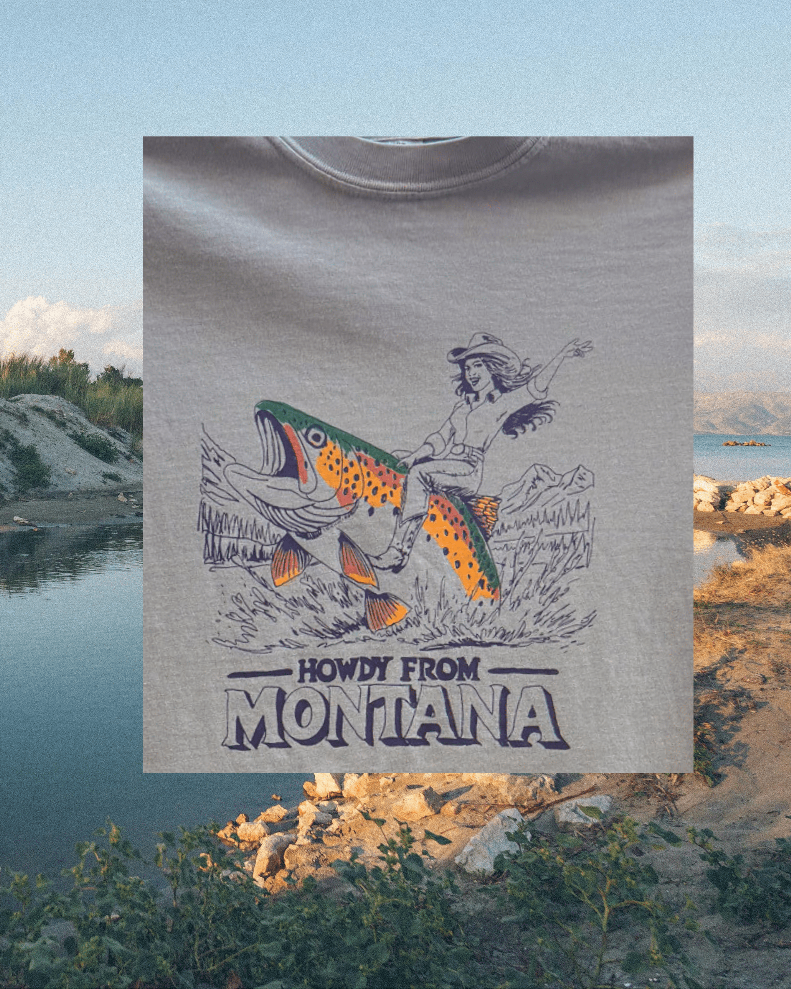 "Howdy From Montana" Tee in Sandstone - Intrigue Ink Visit Bozeman, Unique Shopping Boutique in Montana, Work from Home Clothes for Women