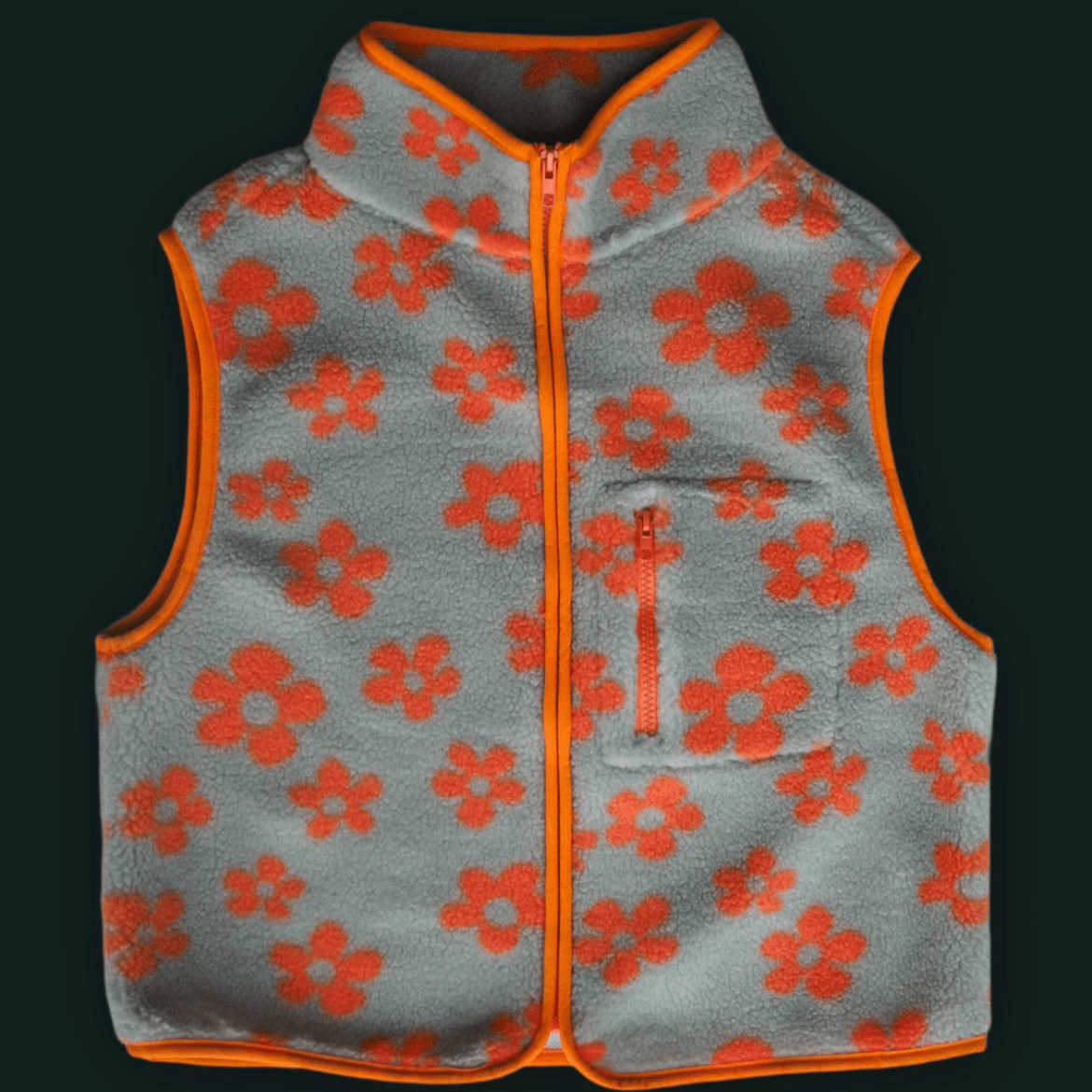 Green & Orange Fleece Vest - Women's Sweatshirts - Intrigue Ink Visit Bozeman, Unique Shopping Boutique in Montana, Work from Home Clothes for Women