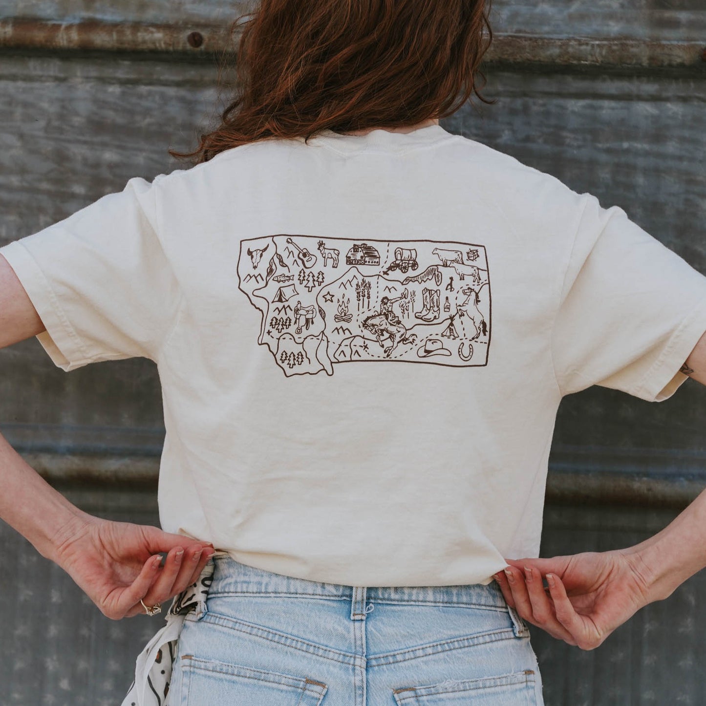 "Cowboy Country" Tee in Ivory - Intrigue Ink Visit Bozeman, Unique Shopping Boutique in Montana, Work from Home Clothes for Women