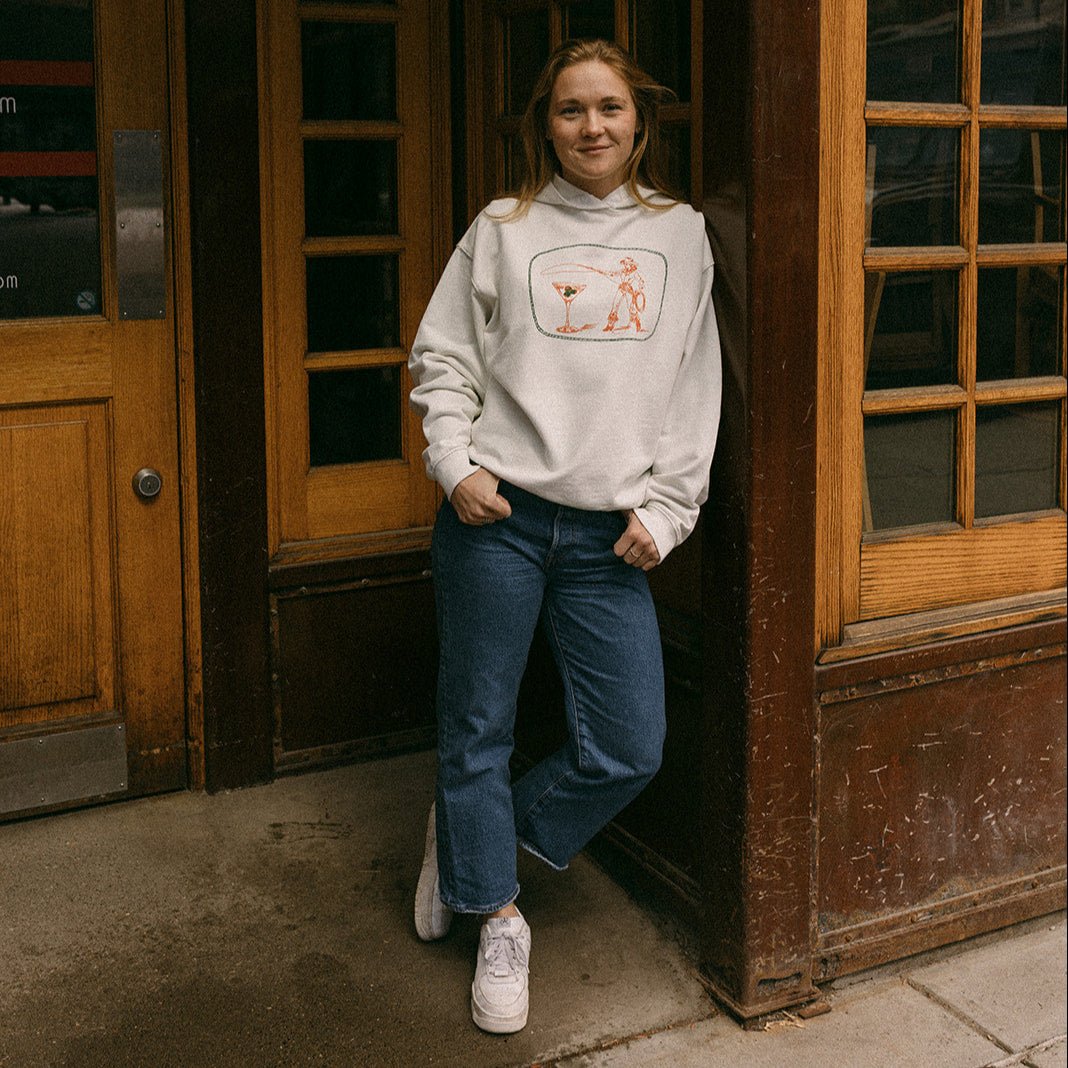 "Montana Martini" Hoodie in White - Intrigue Ink Visit Bozeman, Unique Shopping Boutique in Montana, Work from Home Clothes for Women