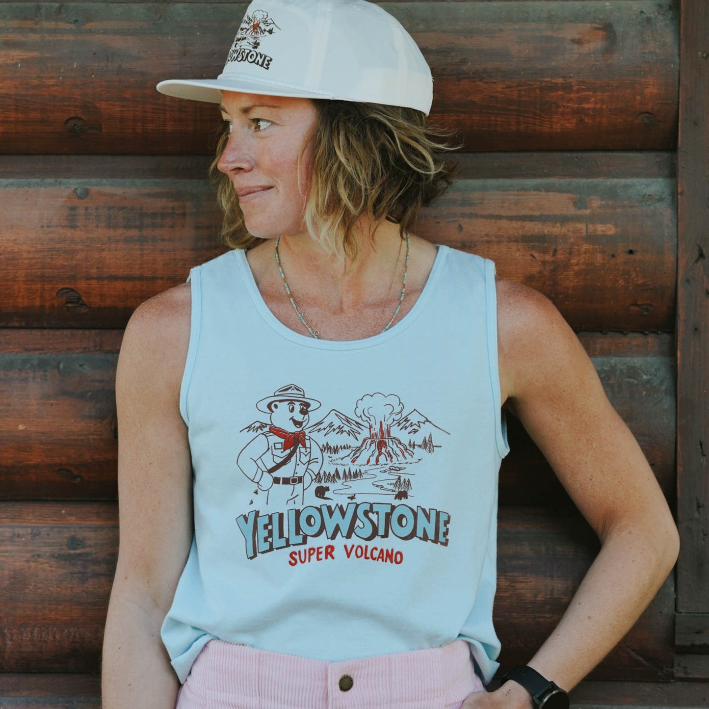 "Yellowstone Super Volcano" Boxy Tank in Chambray