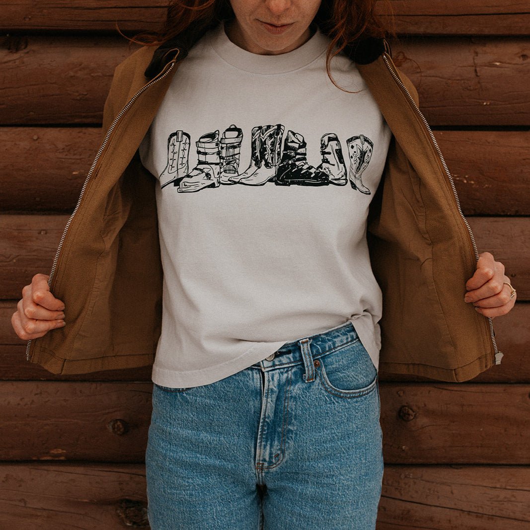 "Western Winter" Tee - Intrigue Ink Visit Bozeman, Unique Shopping Boutique in Montana, Work from Home Clothes for Women