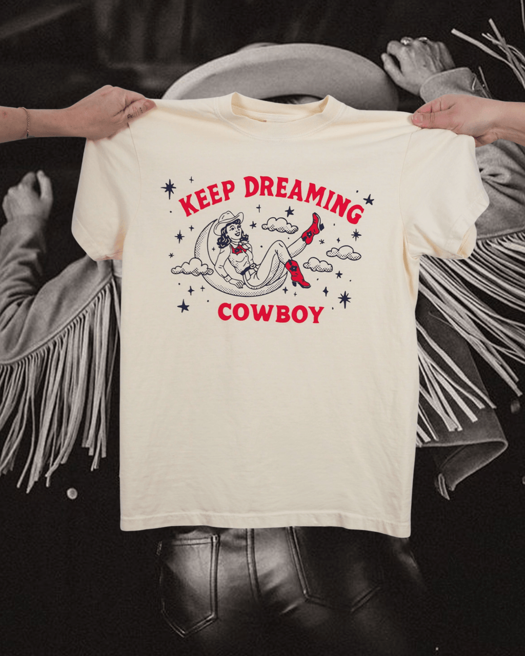 "Keep Dreaming Cowboy" Tee - Intrigue Ink Visit Bozeman, Unique Shopping Boutique in Montana, Work from Home Clothes for Women