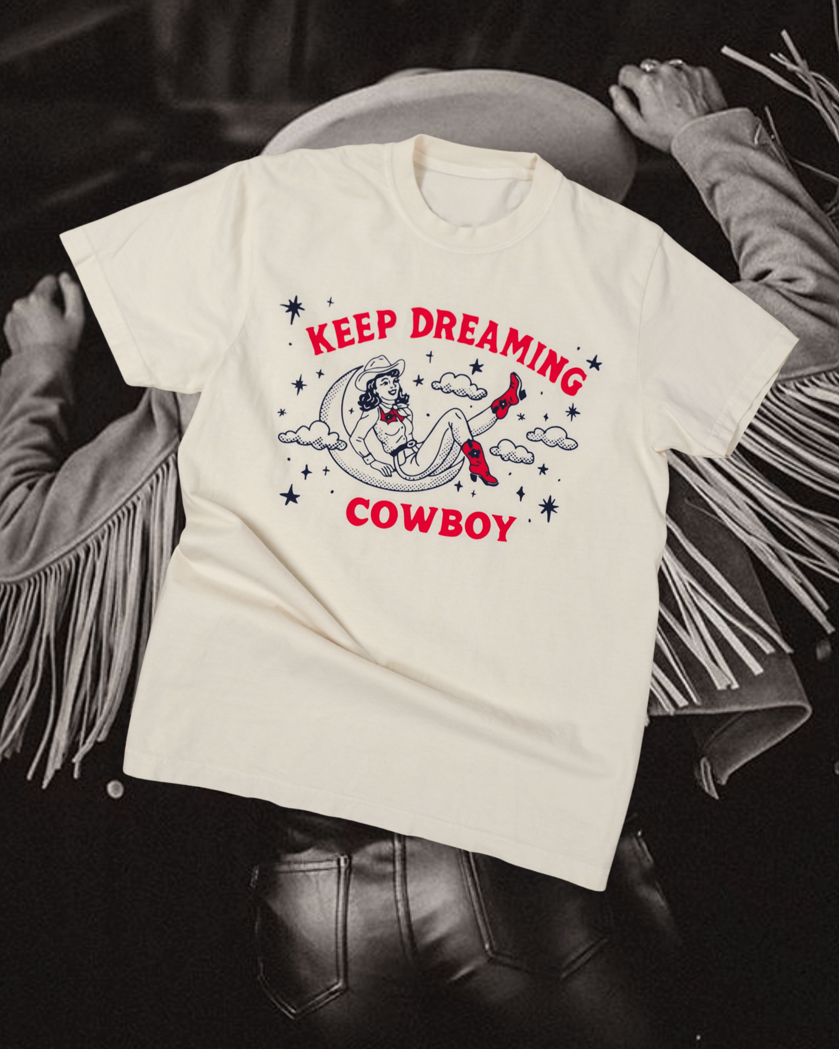 "Keep Dreaming Cowboy" Tee - Intrigue Ink Visit Bozeman, Unique Shopping Boutique in Montana, Work from Home Clothes for Women