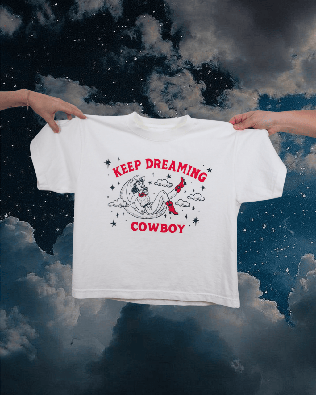 "Keep Dreaming Cowboy" Wide Tee - Intrigue Ink Visit Bozeman, Unique Shopping Boutique in Montana, Work from Home Clothes for Women