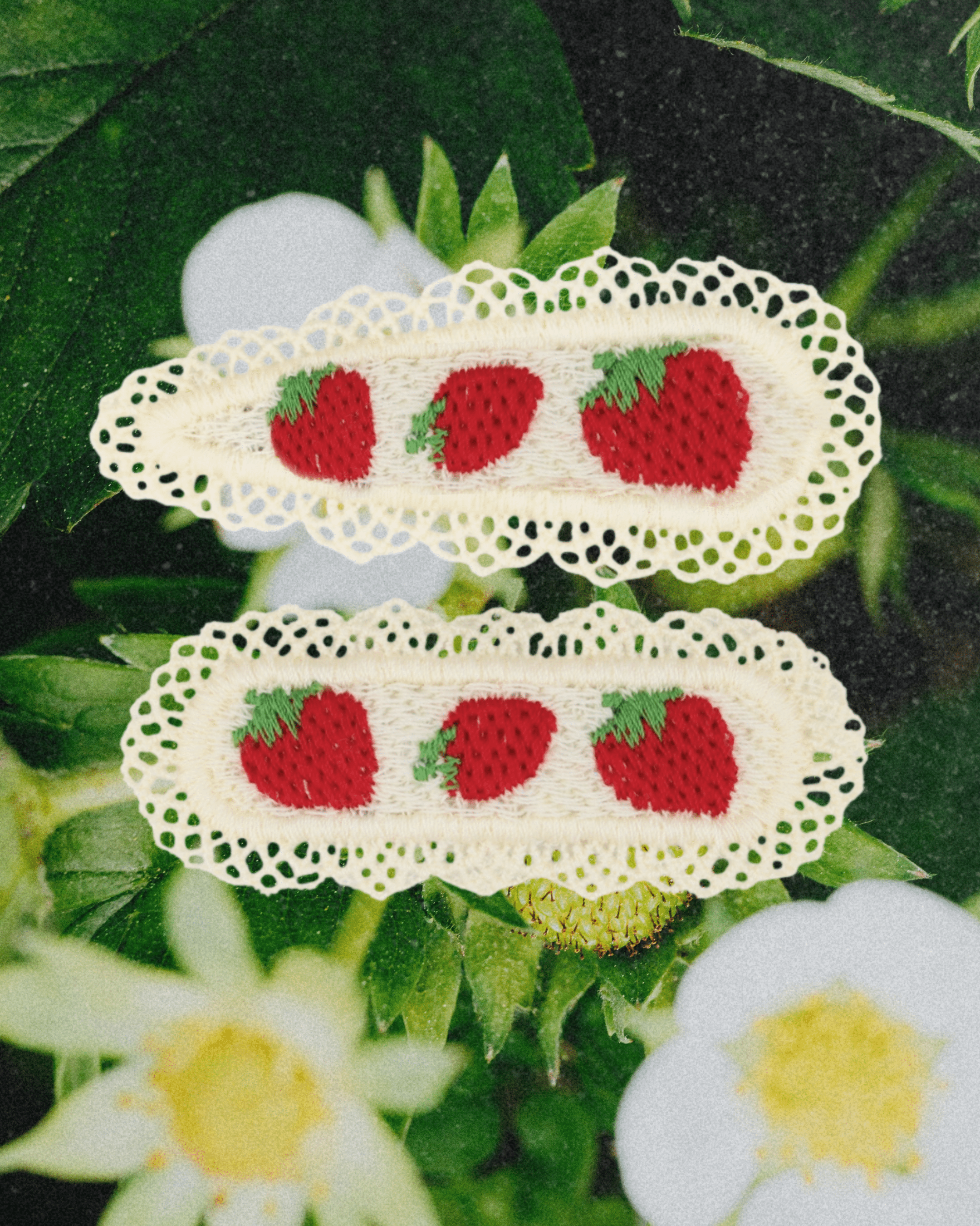 Knit Strawberries Embroidered Hairclip Set - Intrigue Ink Visit Bozeman, Unique Shopping Boutique in Montana, Work from Home Clothes for Women
