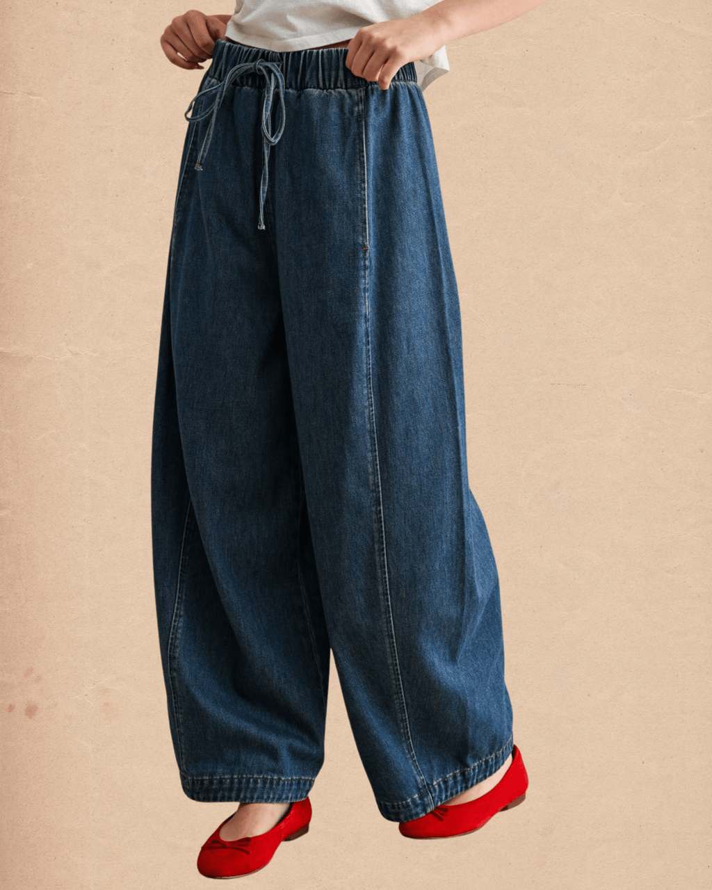 Loose Barrel Elastic Waist Denim Pants - Intrigue Ink Visit Bozeman, Unique Shopping Boutique in Montana, Work from Home Clothes for Women