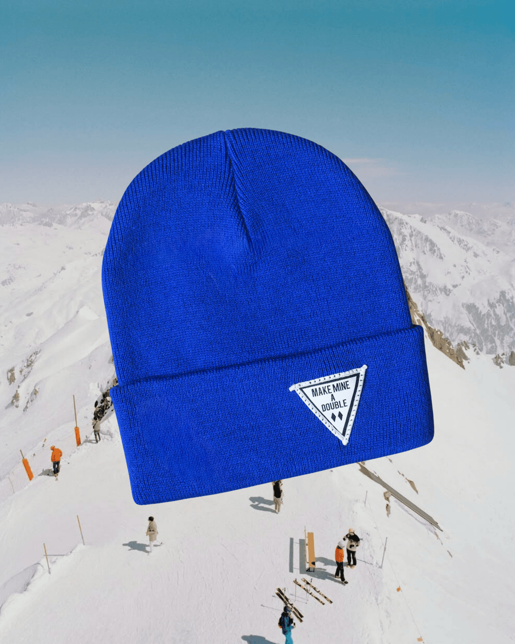 "Make Mine a Double" Beanie in Blue - Intrigue Ink Visit Bozeman, Unique Shopping Boutique in Montana, Work from Home Clothes for Women