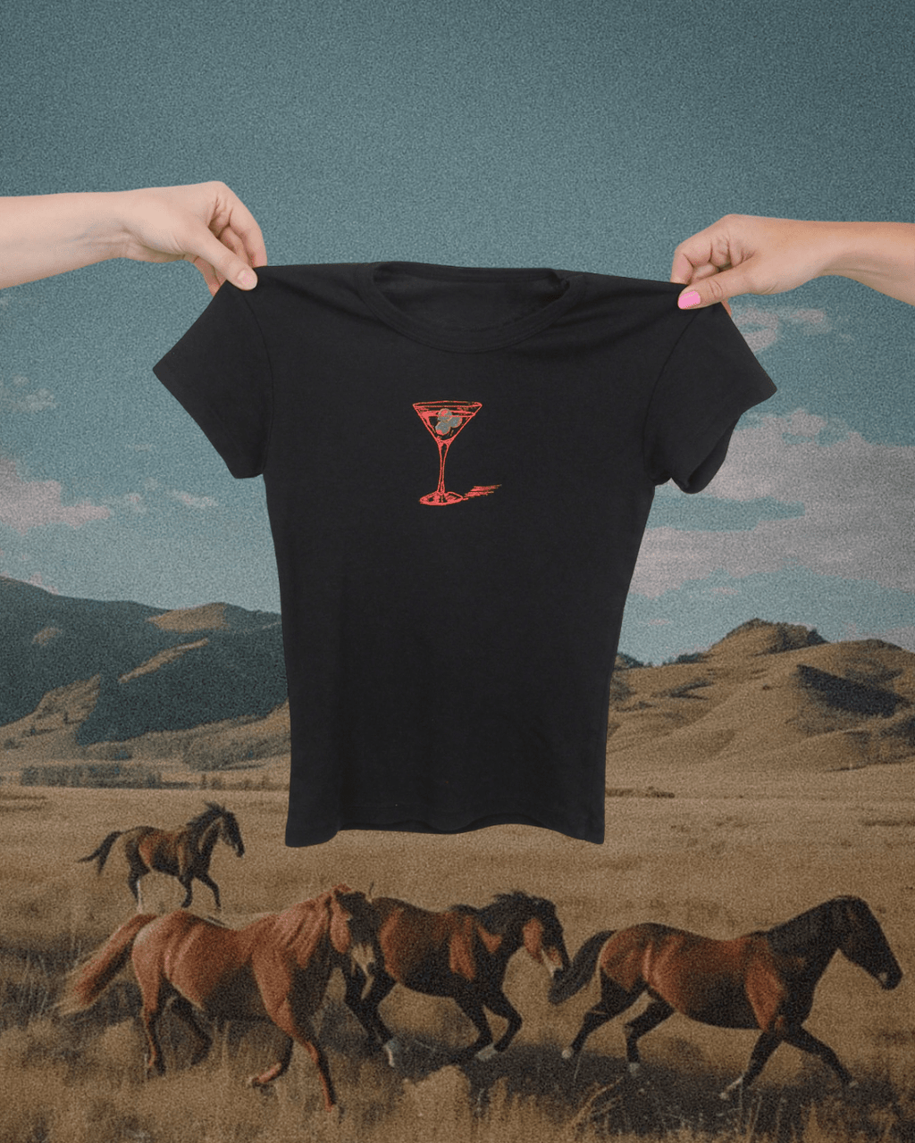 "Montana Martini" Baby Tee - Intrigue Ink Visit Bozeman, Unique Shopping Boutique in Montana, Work from Home Clothes for Women