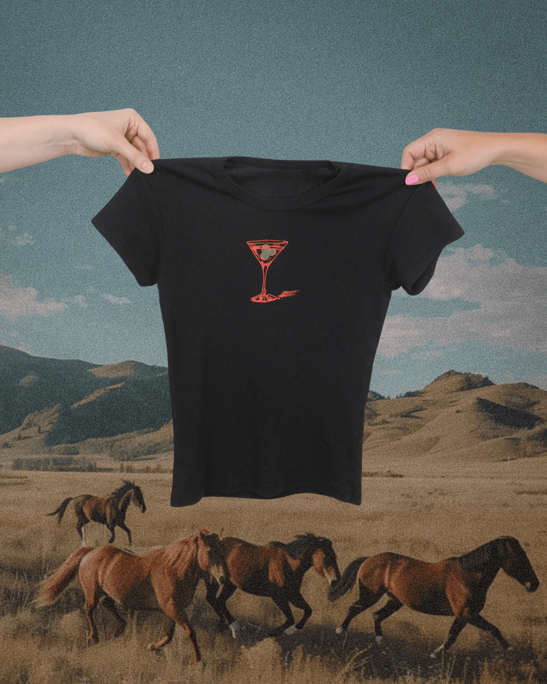 "Montana Martini" Baby Tee - Intrigue Ink Visit Bozeman, Unique Shopping Boutique in Montana, Work from Home Clothes for Women