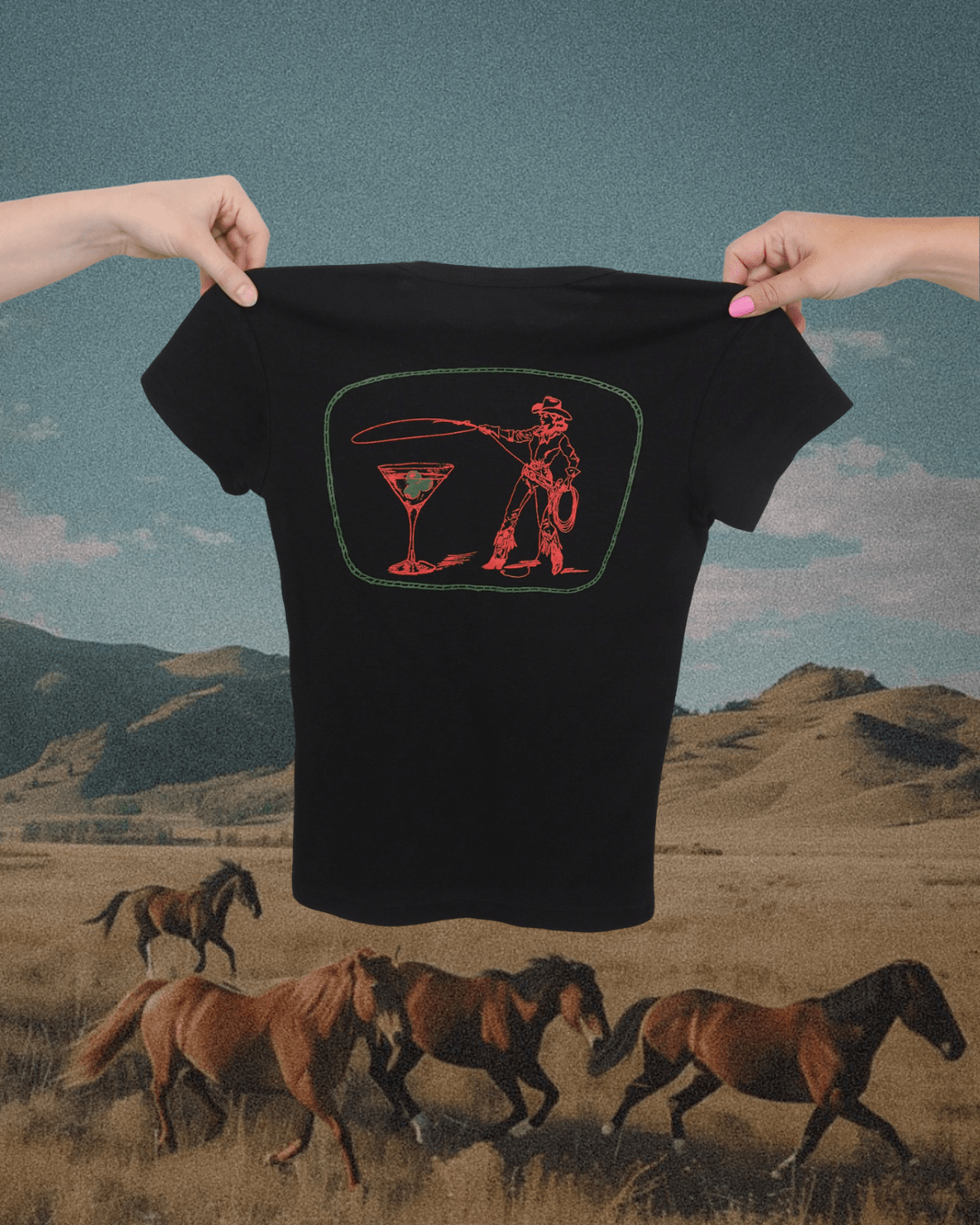 "Montana Martini" Baby Tee - Intrigue Ink Visit Bozeman, Unique Shopping Boutique in Montana, Work from Home Clothes for Women