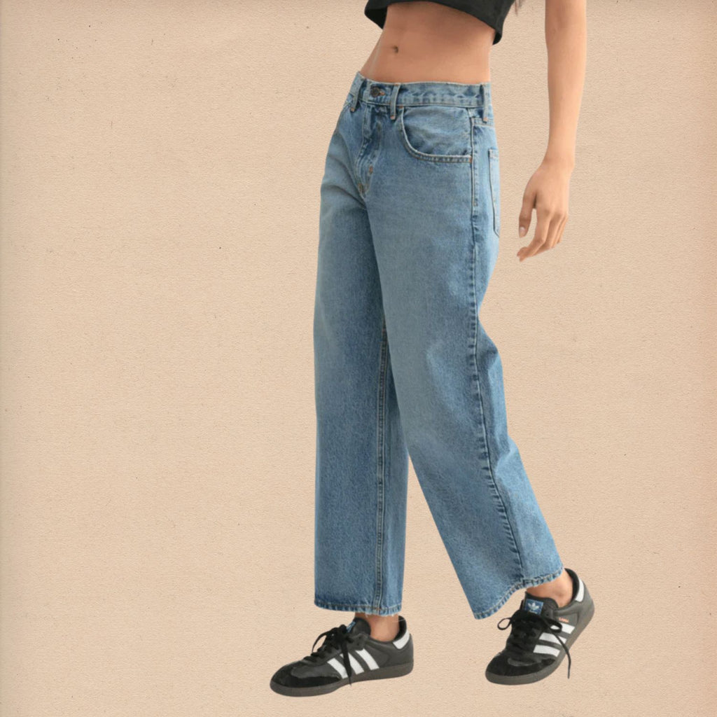 Medium Denim Barrel Jeans - Intrigue Ink Visit Bozeman, Unique Shopping Boutique in Montana, Work from Home Clothes for Women