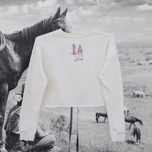 "Montana Standoff" Cropped Sweatshirt - Intrigue Ink Visit Bozeman, Unique Shopping Boutique in Montana, Work from Home Clothes for Women