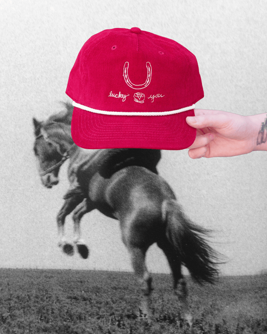 "Lucky You" Red Corduroy Hat