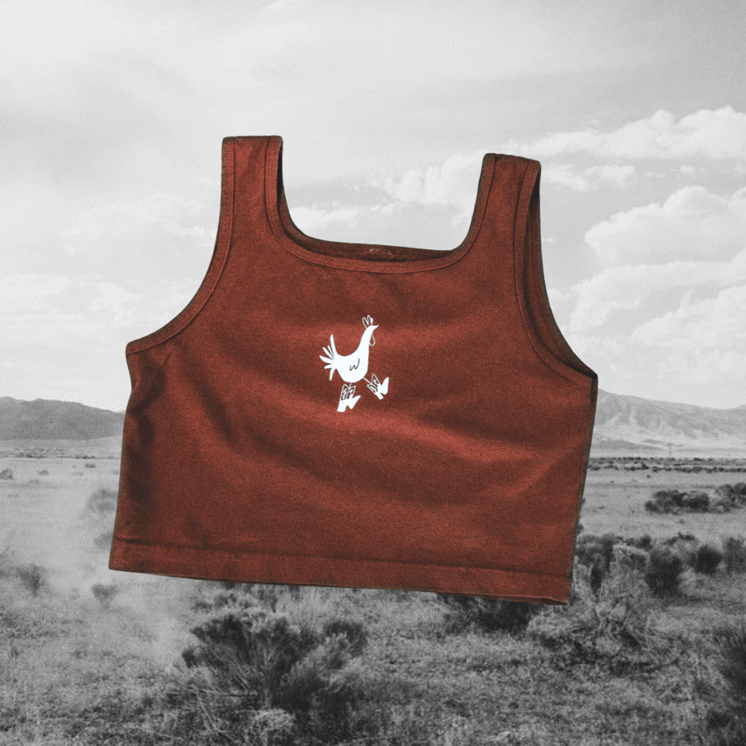 "Cowboy Chicken" Crop Tank in Saddle - Intrigue Ink Visit Bozeman, Unique Shopping Boutique in Montana, Work from Home Clothes for Women