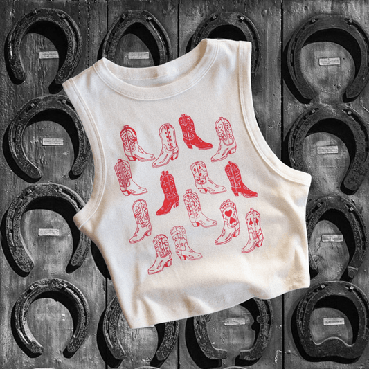 "Vintage Boots MT" Ivory Tank - Intrigue Ink Visit Bozeman, Unique Shopping Boutique in Montana, Work from Home Clothes for Women