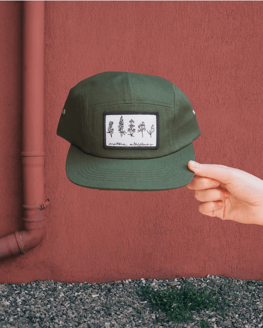 "Wildflower Patch" 5 Panel Hat - Green - Intrigue Ink Visit Bozeman, Unique Shopping Boutique in Montana, Work from Home Clothes for Women
