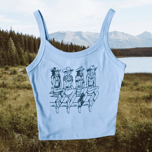 Not Yours Blue Strappy Tank - Intrigue Ink Visit Bozeman, Unique Shopping Boutique in Montana, Work from Home Clothes for Women