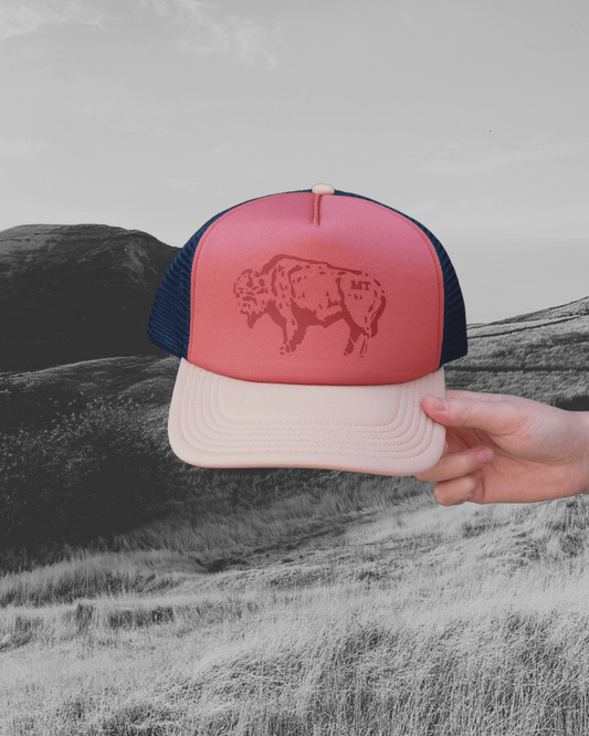 "Bison Sketch" Trucker Hat - Intrigue Ink Visit Bozeman, Unique Shopping Boutique in Montana, Work from Home Clothes for Women