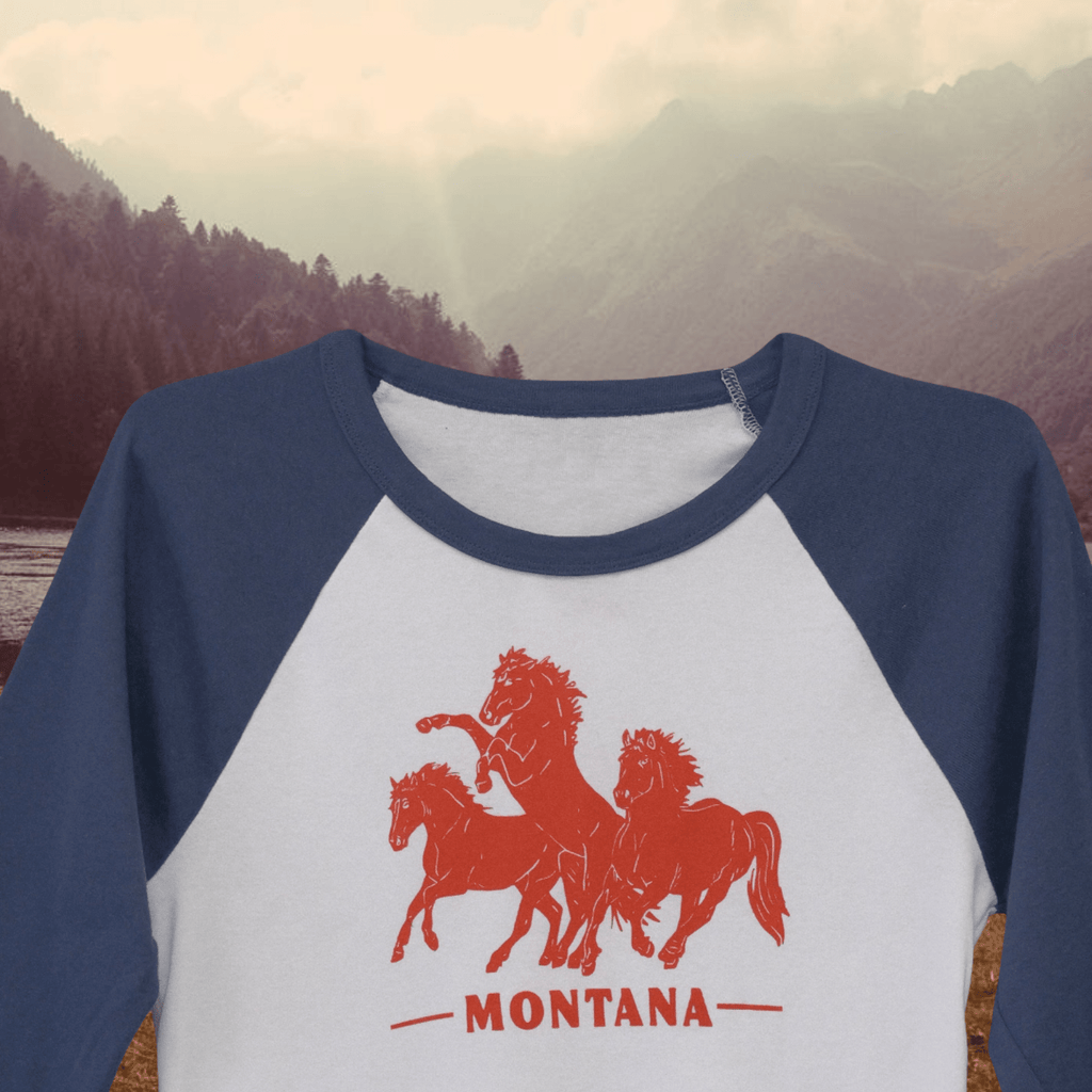Horsepower Montana Navy Baseball Crop Tee - Intrigue Ink Visit Bozeman, Unique Shopping Boutique in Montana, Work from Home Clothes for Women