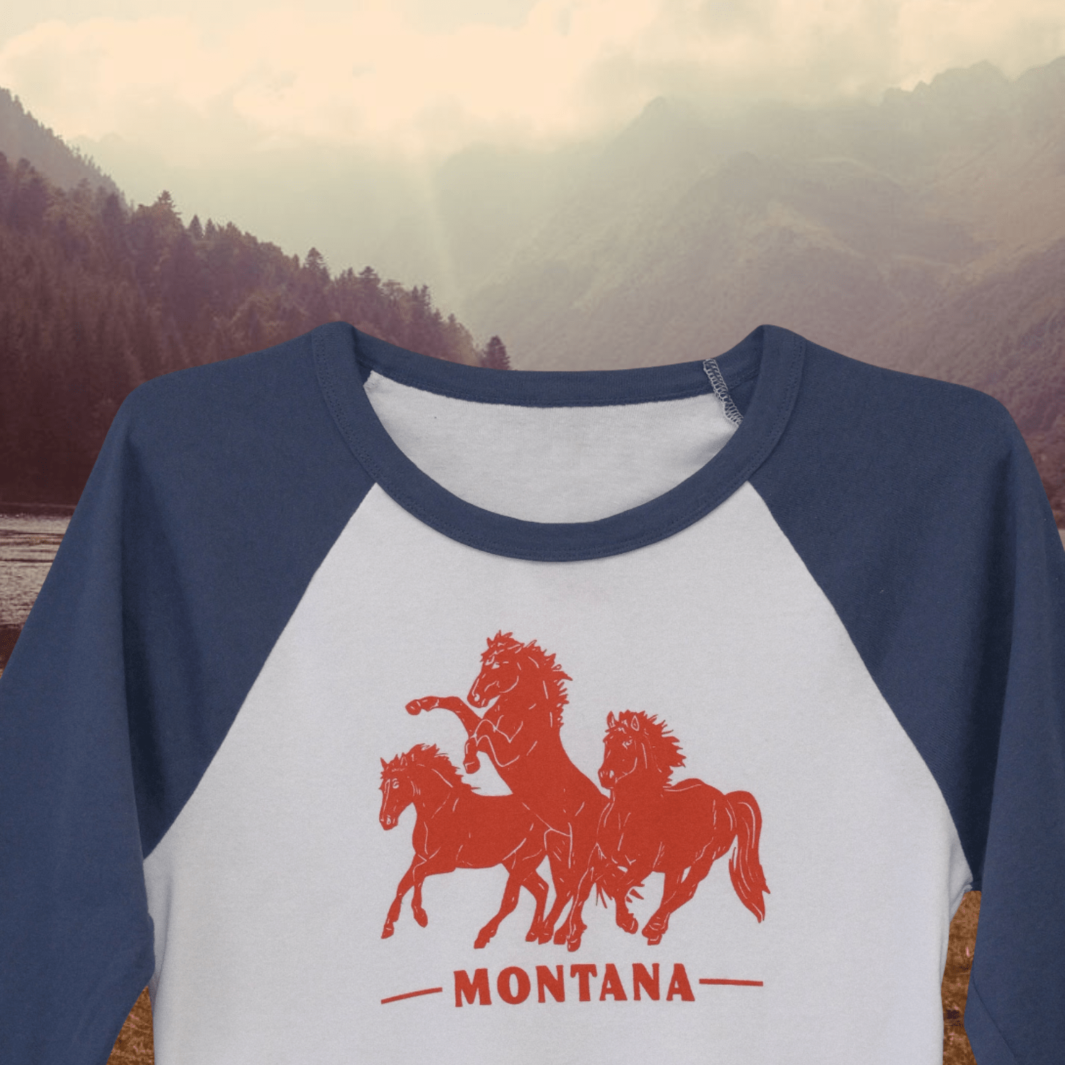 Horsepower Montana Navy Baseball Crop Tee - Intrigue Ink Visit Bozeman, Unique Shopping Boutique in Montana, Work from Home Clothes for Women
