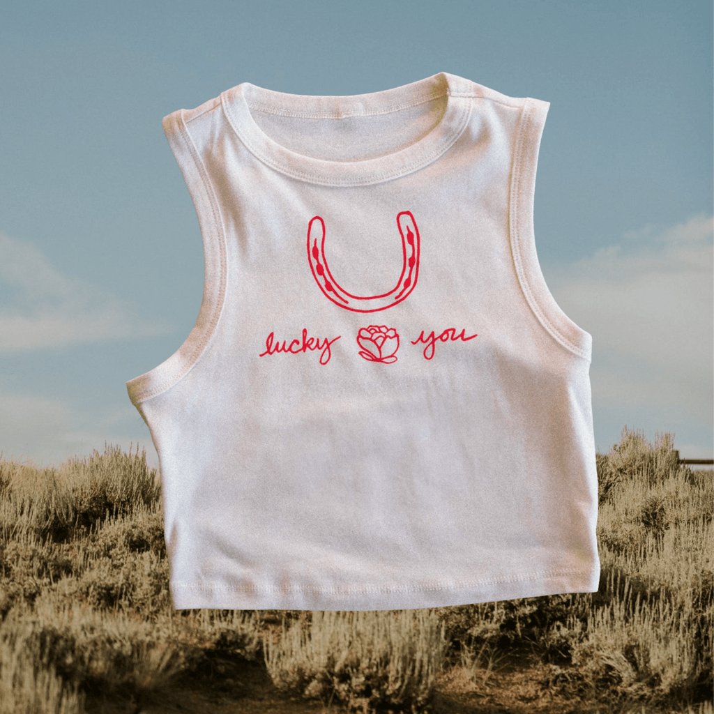 "Lucky You" Crop Tank - Intrigue Ink Visit Bozeman, Unique Shopping Boutique in Montana, Work from Home Clothes for Women