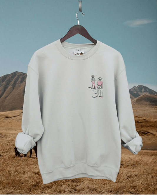 "Montana Standoff" Sweatshirt in Sand - Intrigue Ink Visit Bozeman, Unique Shopping Boutique in Montana, Work from Home Clothes for Women