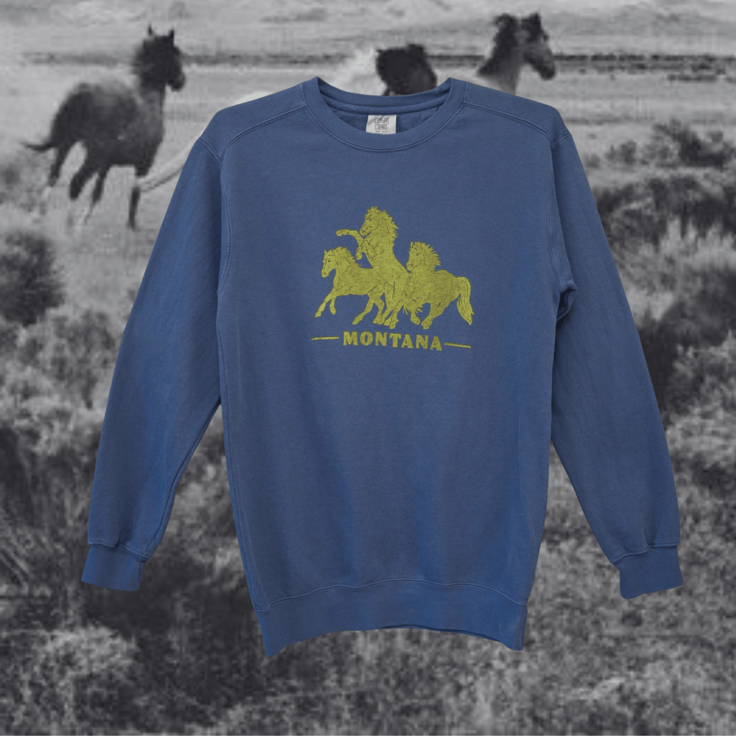 Horsepower Montana Navy Pullover - Intrigue Ink Visit Bozeman, Unique Shopping Boutique in Montana, Work from Home Clothes for Women