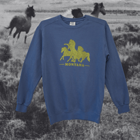Horsepower Montana Navy Pullover - Intrigue Ink Visit Bozeman, Unique Shopping Boutique in Montana, Work from Home Clothes for Women