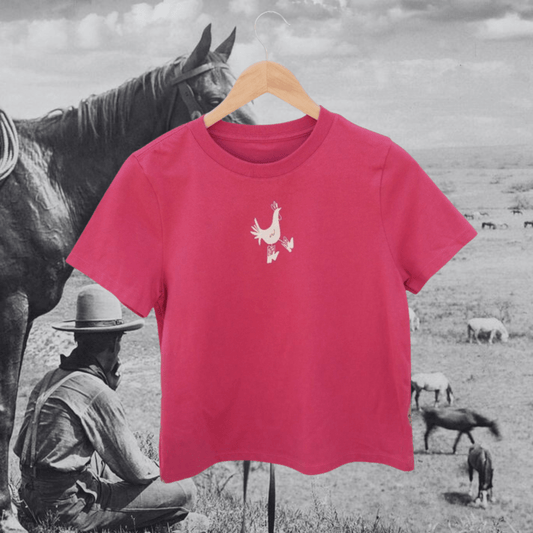 "Cowboy Chicken" Salmon Tee - Intrigue Ink Visit Bozeman, Unique Shopping Boutique in Montana, Work from Home Clothes for Women