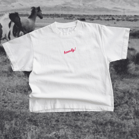 "Howdy!" Tee in Ivory - Intrigue Ink Visit Bozeman, Unique Shopping Boutique in Montana, Work from Home Clothes for Women