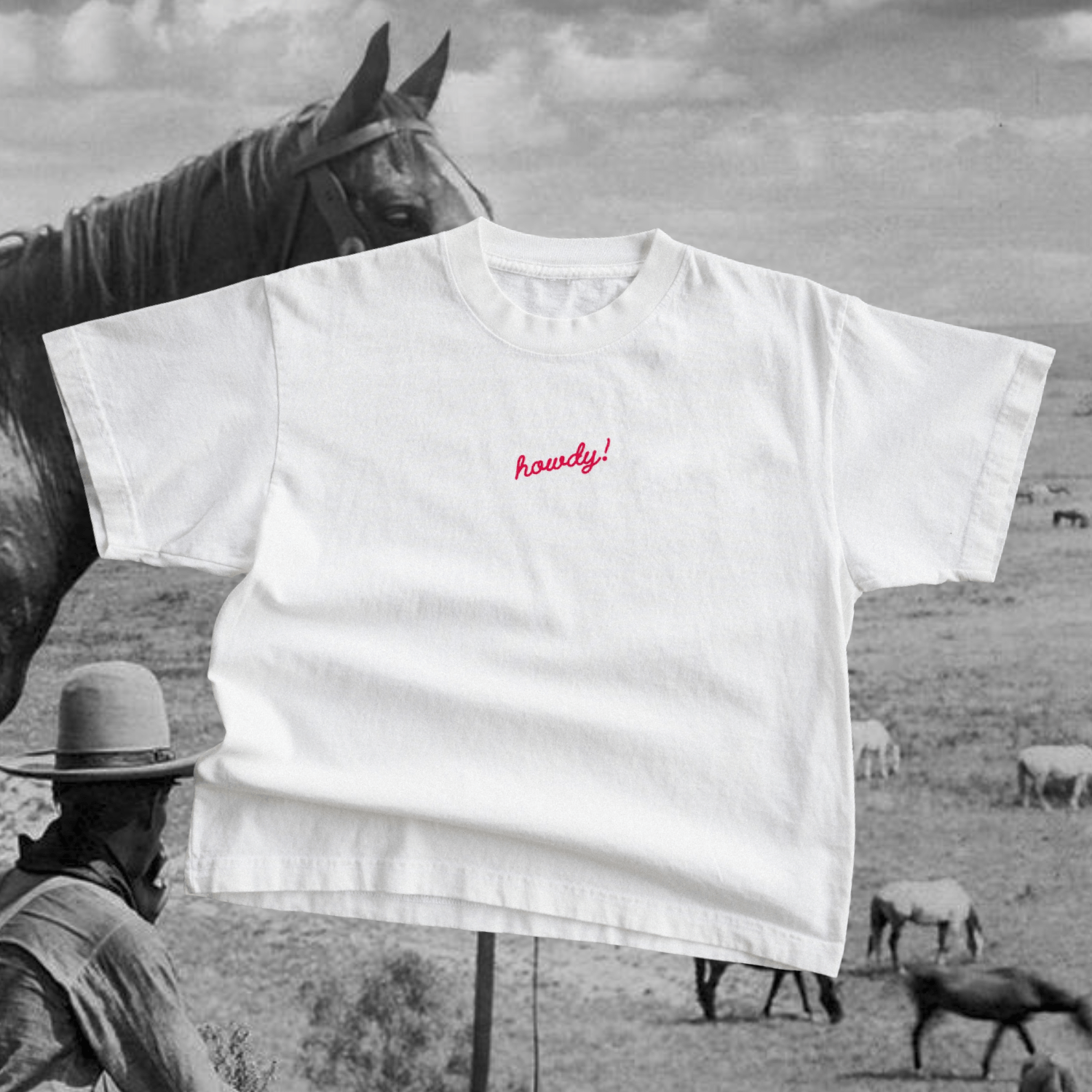 "Howdy!" Tee in Ivory - Intrigue Ink Visit Bozeman, Unique Shopping Boutique in Montana, Work from Home Clothes for Women