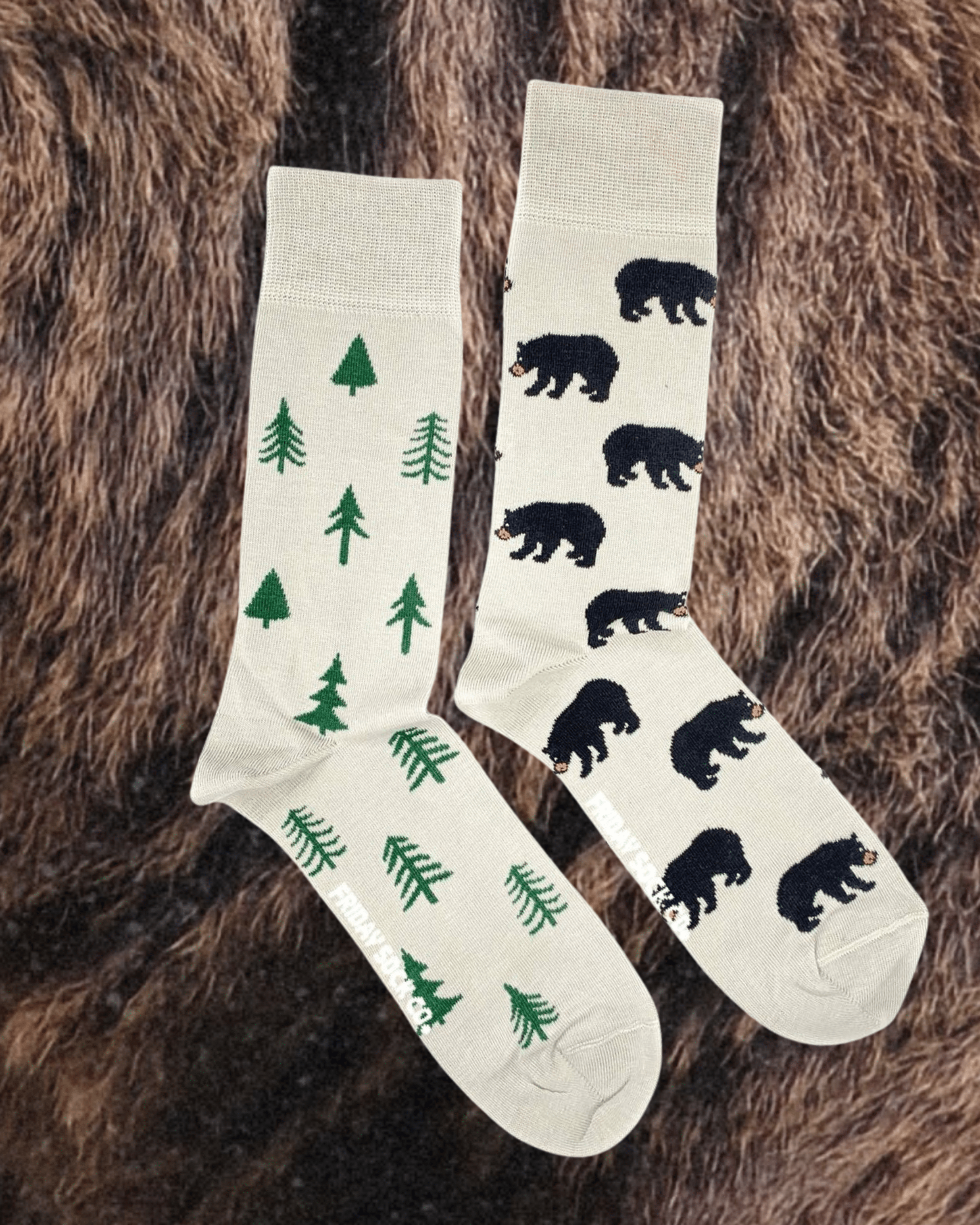 Men’s Bear and Trees Socks - Intrigue Ink Visit Bozeman, Unique Shopping Boutique in Montana, Work from Home Clothes for Women