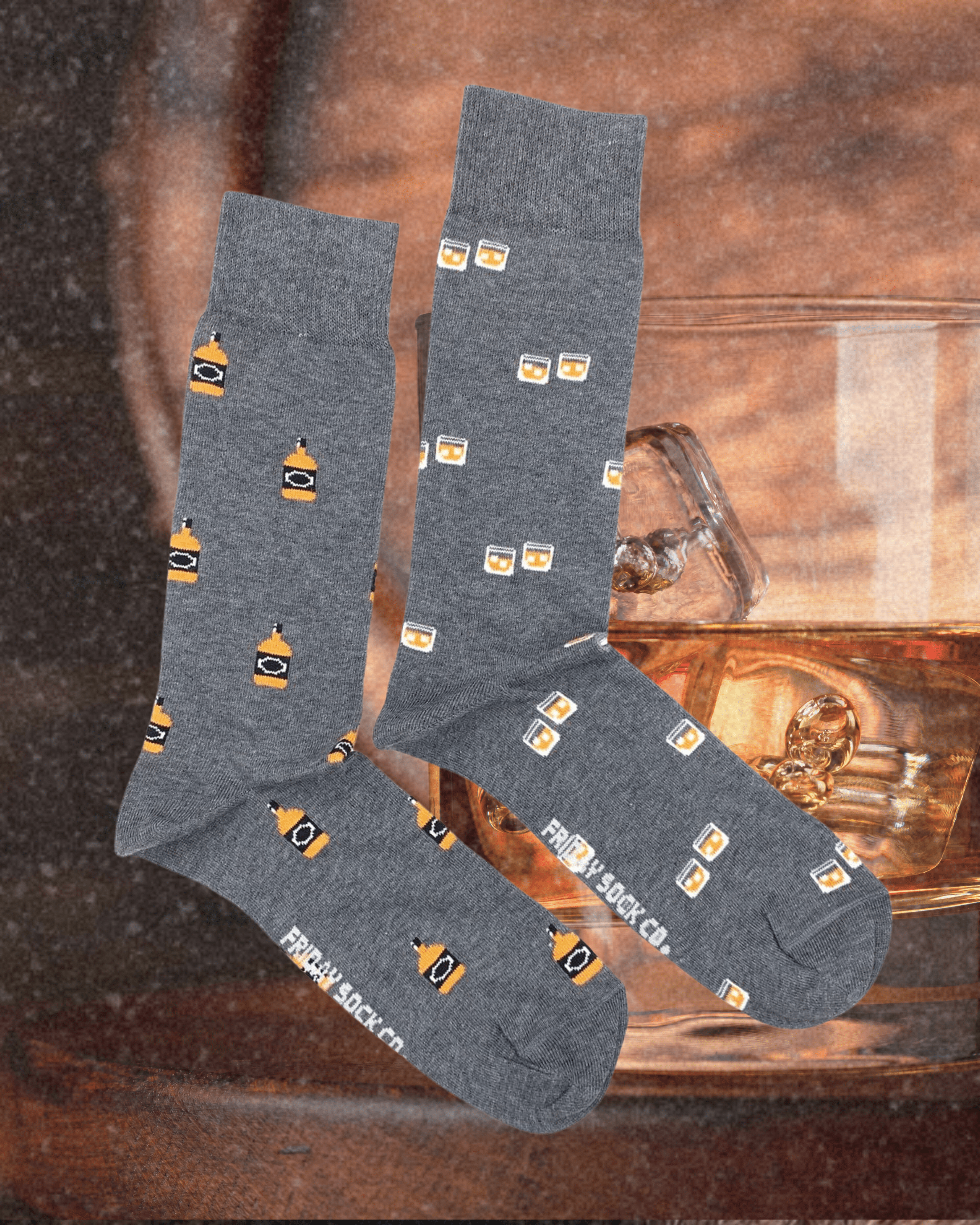 Men's Mismatched Whiskey & Glass Socks - Intrigue Ink Visit Bozeman, Unique Shopping Boutique in Montana, Work from Home Clothes for Women