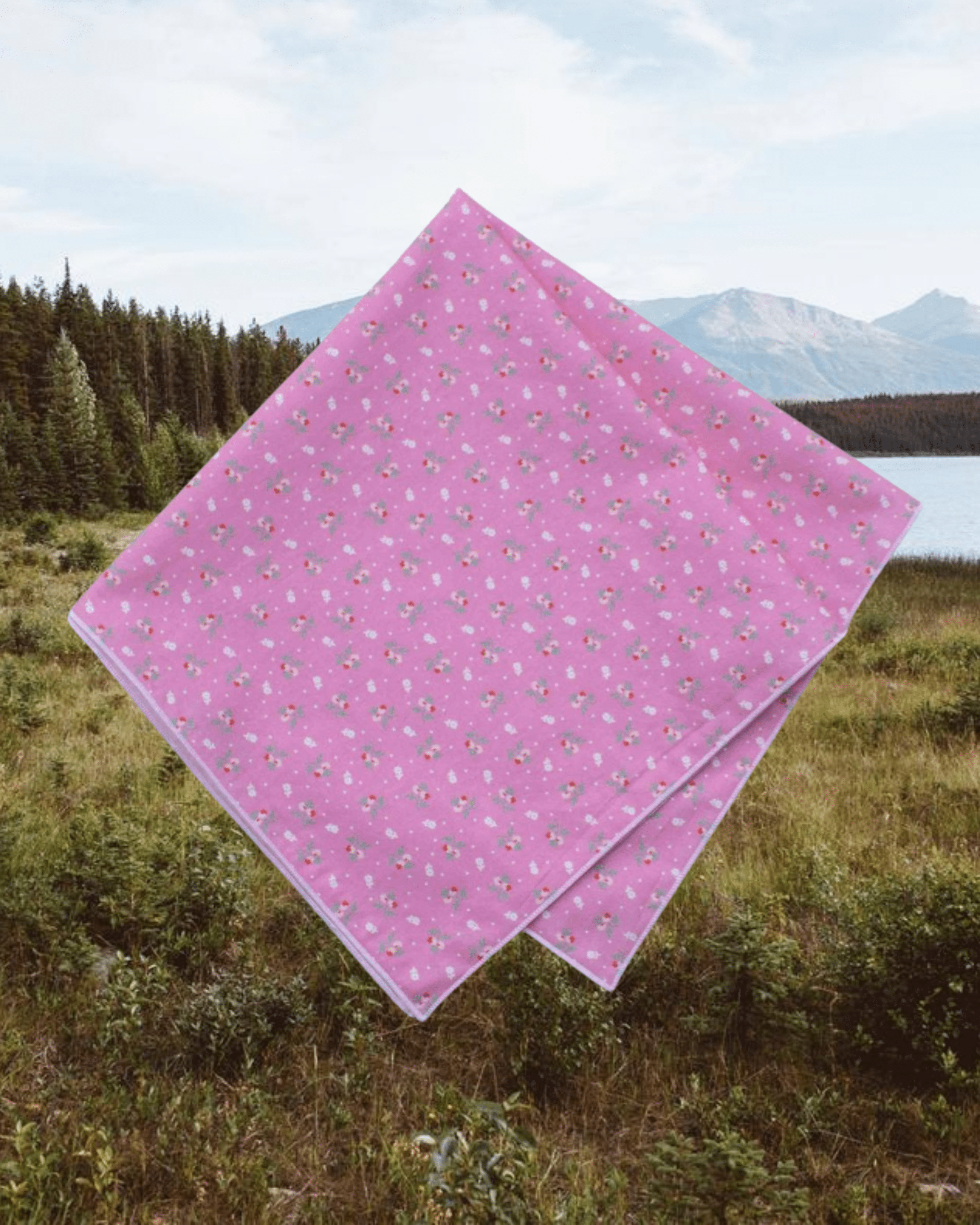 Mini Pink Rosebud Cotton Square Scarf - Intrigue Ink Visit Bozeman, Unique Shopping Boutique in Montana, Work from Home Clothes for Women