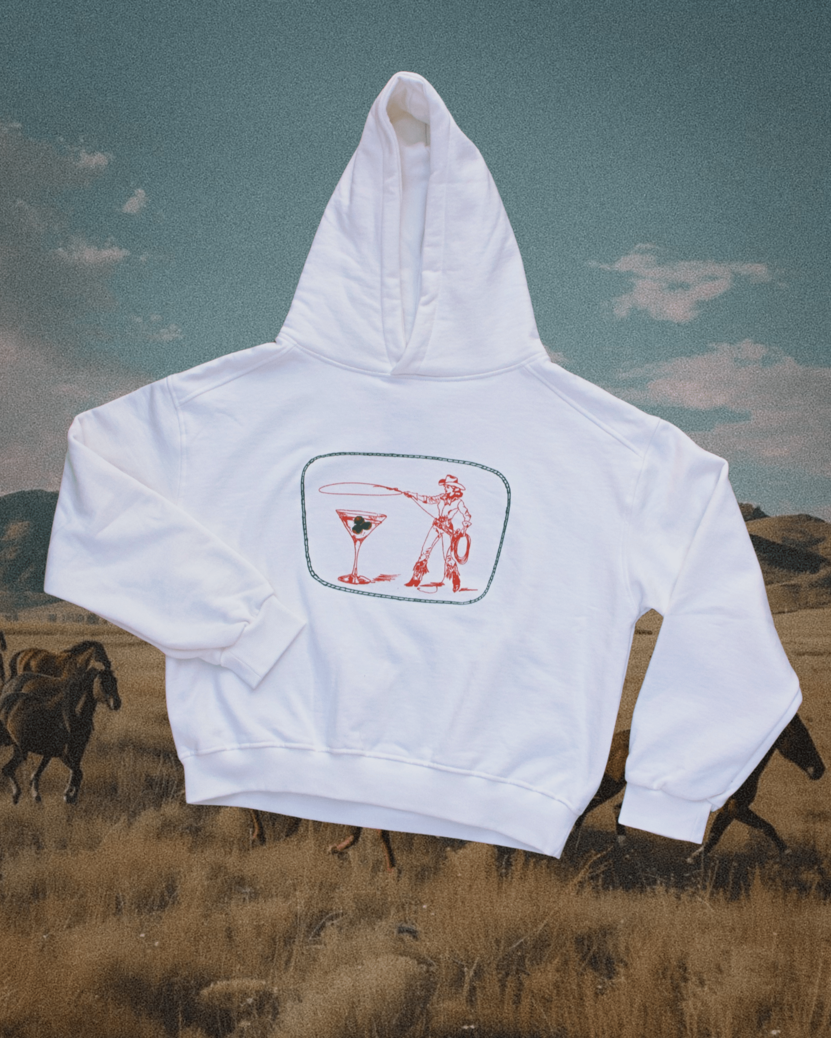 "Montana Martini" Hoodie in White - Intrigue Ink Visit Bozeman, Unique Shopping Boutique in Montana, Work from Home Clothes for Women